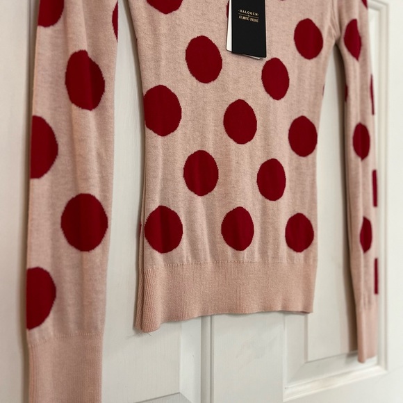 SOLD🥤 Halogen Polka Dot Sweater XS NWT Pink Red Riverdale - Picture 5 of 14
